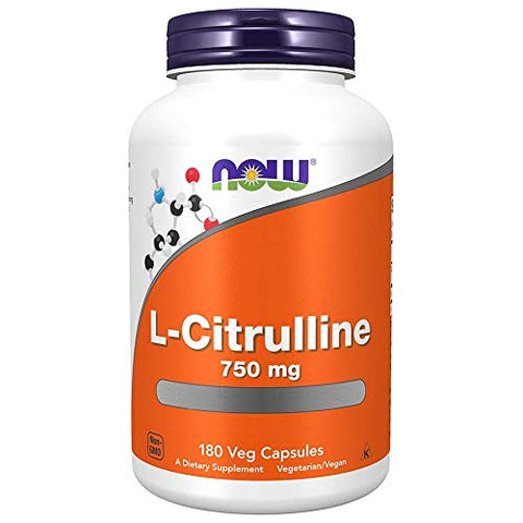 NOW Foods - Now Foods L-Citrulline 750 mg – 180 Cápsulas | Aumente a Energia e o Desempenho | Suplemento de Aminoácido Essencial