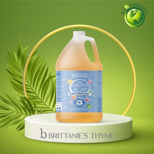 Brittanie's Thyme - Brittanie’s Thyme – Sabonete Líquido de Castela de Azeite de Oliva Orgânico Puro, Recarga de 1 Galão | Vegano
