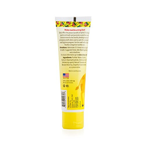 Xylitol Pasta de Dente Infantil, Natural para Bebês, Sem Flúor, Xilitol para Crianças a partir de 3 Meses, Morango Banana, Chiclete, Original, 60g - Spry