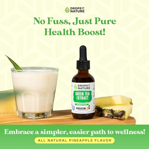 Drops Of Nature - Extrato de Chá Verde – 40% EGCG – Gotas Líquidas de Chá Verde, 4X mais Potente que Cápsulas