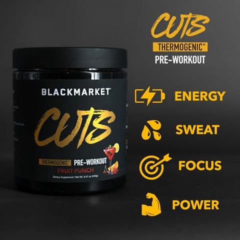 CUTS Pré-Treino – Energético em Pó Saborizado para Homens - BLACKMARKET