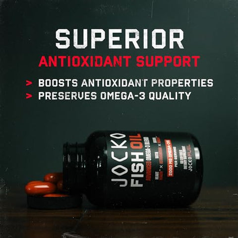 Ômega 3 – Óleo de Peixe 2000mg – Antioxidante Poderoso com Astaxantina – Suporte para Cérebro e Coração - Jocko Fuel