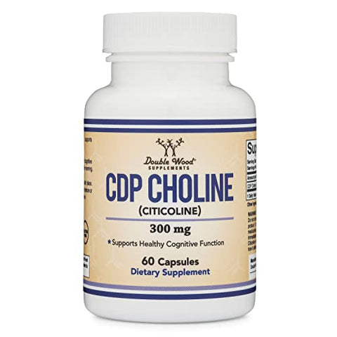 Double Wood Supplements - CDP Choline (Citicoline) 300mg – Suplemento de Grau Farmacêutico, Testado por Terceiros (60 Cápsulas)