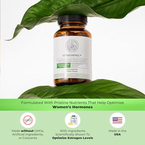 EstroControl – Equilíbrio Natural de Estrogênio para Mulheres. Alívio para TPM, Irritabilidade, Ganho de Peso Hormonal, Desejos, Metabolismo, Ciclos Irregulares, Saúde - Happy Mammoth