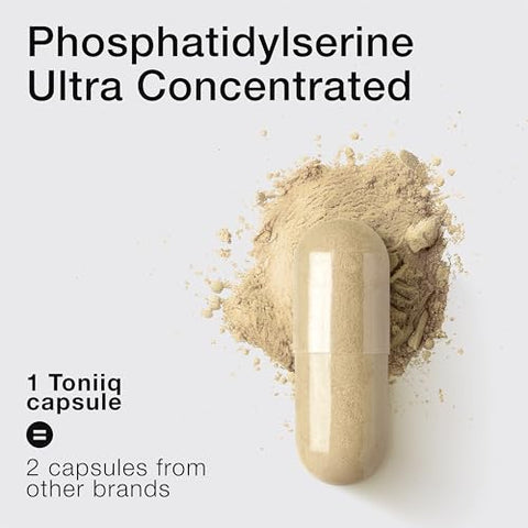 Phosphatidylserine – Fórmula de 400mg – Primeira Pureza de 50% do Mundo – Maior Pureza nos EUA – Suplemento de Fosfatidilserina Livre de Soja – 90 Cápsulas Vegetais - Toniiq