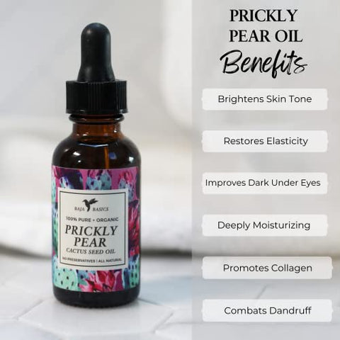 Baja Basics - Óleo de Figo da Índia Prensado a Frio, 100% Puro, Não Refinado – Hidratante para Pele, Rosto, Corpo, Unhas e Cabelo – Produto de Beleza Multiuso para Homens e Mulheres – Frasco de 30 ml