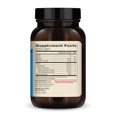 Óleo de Krill Antártico, 30 Porções (60 Cápsulas), Suplemento Alimentar, Suporte para Órgãos, Saúde Óssea e Articular, Não Transgênico, Certificado MSC - Dr. Mercola