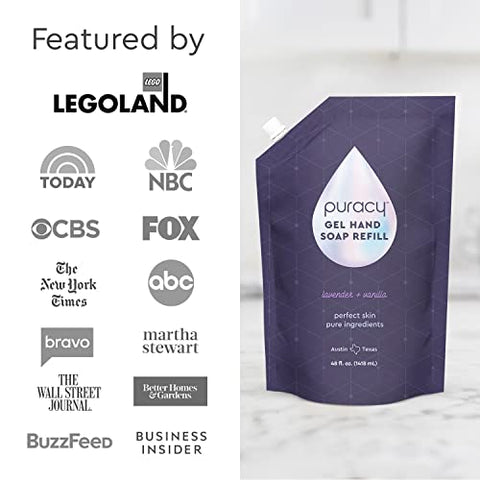 Sabonete Líquido Orgânico Puracy, Higienizador Profissional de Mãos, Gel Natural Hidratante para Lavar as Mãos, Recargas de Sabonete Líquido para Pele Macia (Recarga Lavanda)