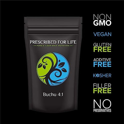 Buchu em Pó 4:1 Prescribed For Life | Extrato Natural de Folha de Agathosma betulina | Gerenciamento de Peso, Digestão e Desintoxicação | Livre de Glúten, Vegano, Não-OGM (340g)