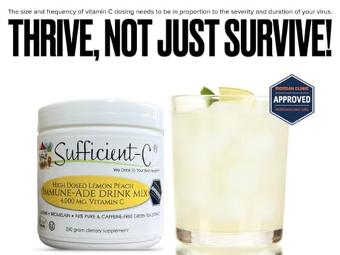 Bebida em Pó Imunoestimulante de Limão e Pêssego com 4000 mg de Vitamina C – 250g - Sufficient-C