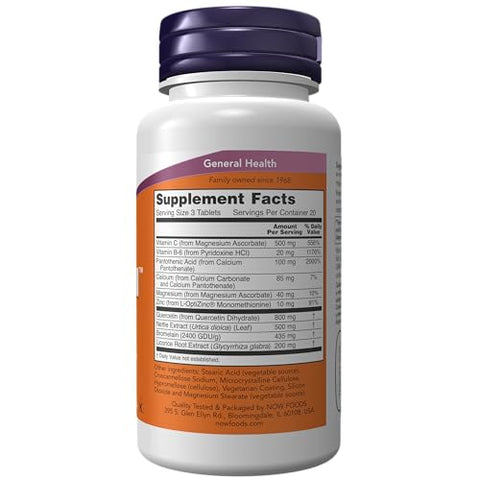 NOW Foods - NOW Supplements Respir-All™ com Quercetina, Vitamina C, Extrato de Urtiga e Bromelina, Suporte Respiratório, 60 Comprimidos