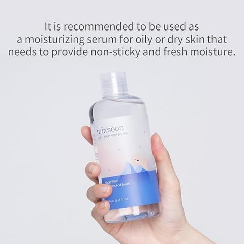 mixsoon - Mixsoon Glacier Water Serum Hialurônico para o Rosto Hidratante, Não Oleoso, Cuidados com a Pele Coreanos, Mega Tamanho 300ml