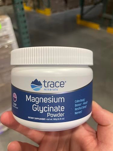 Pó de Magnésio Glicinato | Suplemento Diário de Magnésio 120 mg | Sabor Natural de Uva | Mistura para Bebida | Fornecimento de 30 Dias - Trace Minerals