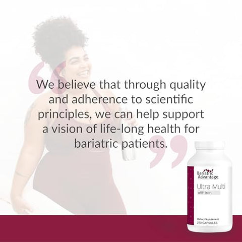 Ultra Multivitamínico com Ferro – Ultra Multi com Ferro – Multivitamínico em Cápsulas – Fornece Complexo Completo de Vitaminas B – com Vitamina C, Cromo - Bariatric Advantage