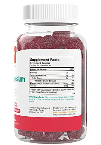 Zahler - Chapter One Gummies de Magnésio, Saborosos e Nutritivos para Crianças, Magnésio Calmante para Crianças, Gummies de Magnésio para Mulheres e Homens, Certificado Kosher, (60 Gummies Saborosos)