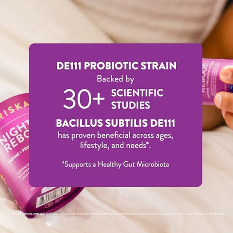 FR!SKA - FRISKA Nightly Reboot – Suplemento Enzimático e Probiótico, Promove Melhor Digestão e Sono, Suporta Saúde Intestinal para Homens e Mulheres, Melatonina, Camomila, 30 Cápsulas