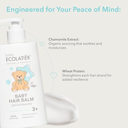 ECOLATIÈR - Condicionador Bálsamo Nutritivo para Cabelos de Bebê, Fácil Desembaraço 3, 250ml – Com Camomila