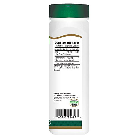 Extrato Padronizado de Ervas em Cápsulas, Extrato de Saw Palmetto, 200 Unidades (Pacote com 3) - 21st Century