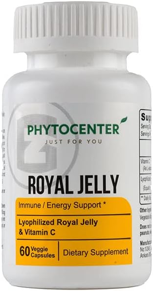 PHYTOCENTER - Suplemento ROYAL JELLY para Suporte Imunológico/Energético com Geleia Real e Vitamina C (Vcaps)