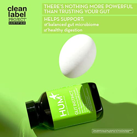 Gut Instinct – Probióticos Diários para Saúde Digestiva de Mulheres e Homens – Cepas de Lactobacillus Bifidobacterium para Inchaço, Suporte Imunológico e Diversidade Saudável do Intestino (90 cápsulas) - HUM