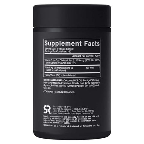 Generic - Vitamina D3 K2 Esportiva, Suprimento de 5 Meses, Vegana 5000iu de D3 à Base de Plantas