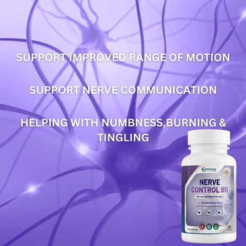 Phytage Labs - Nerve Control 911 – Suplemento Natural à Base de Plantas para Saúde dos Nervos (60 Cápsulas)