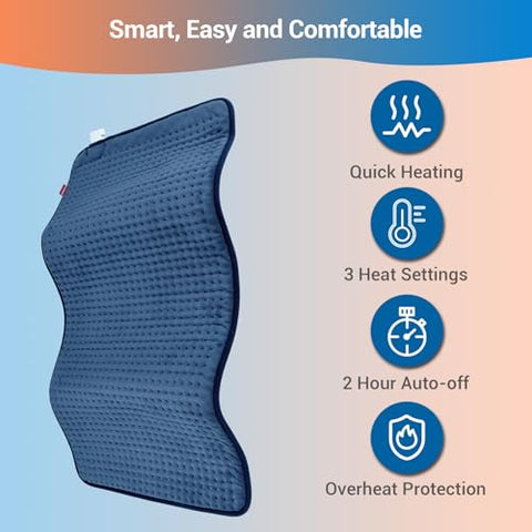 Aquecedor Elétrico Extra Grande XXL Comfytemp para Alívio de Dor nas Costas – Presentes de Aniversário para Mulheres, Homens, Mãe e Esposa, 17″x 33″ Aquecedor Elétrico King Size FSA HSA Elegível