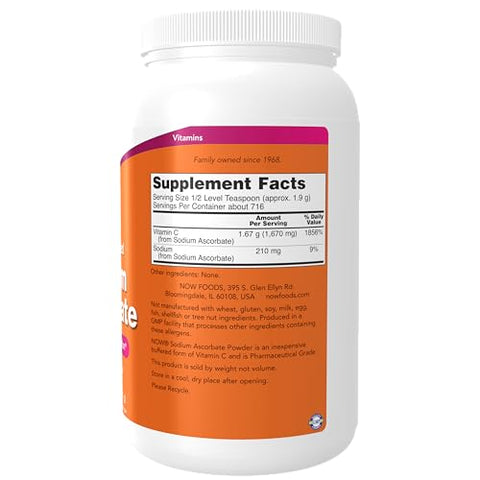 Suplementos, Pó de Ascorbato de Sódio, Tamponado, Proteção Antioxidante*, 3 Libras - NOW Foods