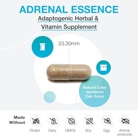 Adrenal Essence – Suporte Adrenal com Ervas Adaptogênicas (Cordyceps, Extrato de Rhodiola, Ginseng) Vitaminas B – Ajuda a Manter Níveis de Energia Saudáveis e um Sistema Imunológico Forte - XYMOGEN