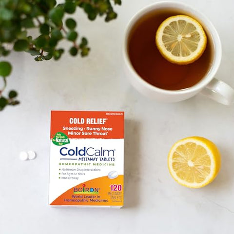 ColdCalm – Comprimidos para Sintomas de Resfriado: Espirros, Coriza e Dor de Garganta – 120 Unidades - Boiron