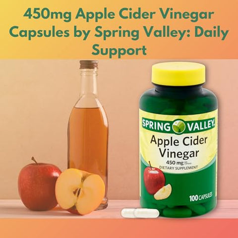 FUSION SHOP STORE Smart choices,meaningful life! - Spring Valley Cápsulas de Vinagre de Maçã – 450 mg 100 un Melhora Digestão Energia e Imunidade (Pacote de 1)