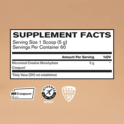 BPN Pure Creatine Monohydrate by Creapure – Seguro e Eficaz, Sem Sabor – 100% Puro – Melhore seu Desempenho! - BARE PERFORMANCE NUTRITION