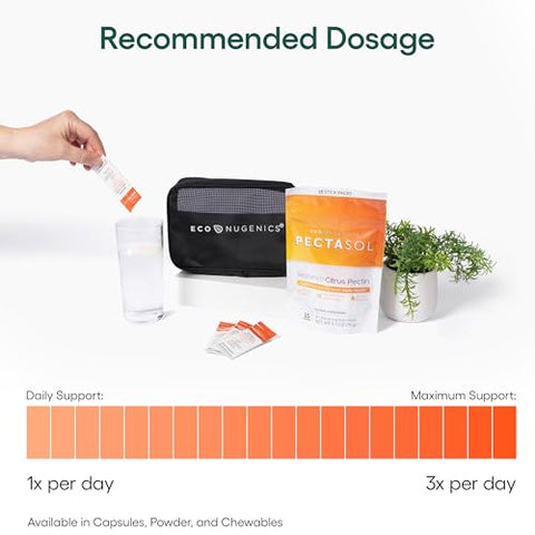 EcoNugenics - PectaSol Modified Citrus Pectin – 15 Sachês de 5g de Limão – Suplemento para Saúde Total do Corpo, Apoio ao Coração, Sistema Imunológico e Resposta Inflamatória