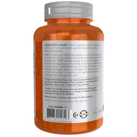 Sports Nutrition, HMB 500 mg, Recuperação Esportiva, 120 Cápsulas Vegetais - NOW Foods