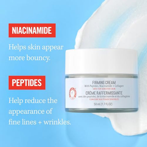 Creme Firmeza First Aid Beauty com Colágeno, Peptídeos e Niacinamida – Hidratante Facial Anti-Envelhecimento Dia e Noite – 50ml