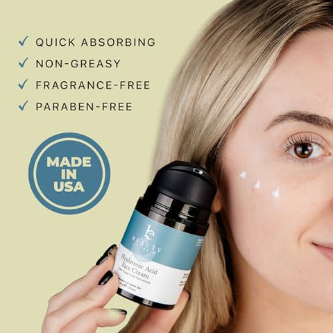 Beauty by Earth - Hidratante Facial com Ácido Hialurônico – Orgânico, Fabricado nos EUA (30ml)