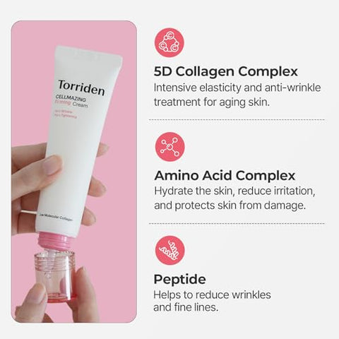 Creme Firmador de Colágeno de Baixo Peso Molecular Torriden CELLMAZING, 60ml | Complexo de Colágeno 5D | Minimiza Poros
