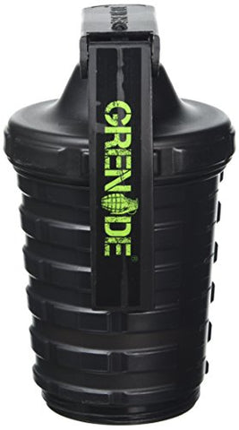 Garrafa Shaker Grenade | Copo de Proteína com Compartimento de Armazenamento | Filtro à Prova de Vazamentos Incluso | Garrafa Esportiva Livre de BPA | Compartimentos para Comprimidos | Preta, 600ml