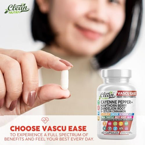 Clean Nutraceuticals - Suplemento de Pimenta Caiena com Cápsulas de Espinheiro, Raiz de Dente-de-Leão, Canela do Ceilão, Alho, Gengibre, Berberina, Vinagre de Maçã, Cardo Mariano, Beterraba, Comprimidos de Aloe Vera – Marca em Destaque