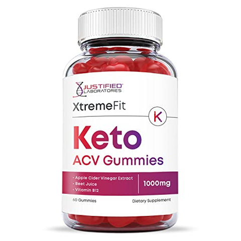 Xtreme Fit Keto ACV Gummies 1000MG Vegan Non GMO com Suco de Romã, Beterraba e Vitamina B12 – 2 Pacotes (120 Gummys) - Justified Laboratories