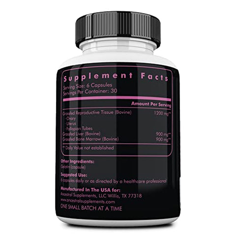 Fígado de Fêmea de Gado Alimentado com Capim com Colágeno, CoQ10, Vitamina B12 – Suporte Articular Cápsulas de Medula Óssea para Energia, Imunidade – Pasto Criado – 100g - Ancestral Supplements