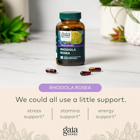 Rhodiola Rosea – Suplemento de Suporte ao Estresse Tradicionalmente para Apoiar Resistência e Resistência Saudáveis – com Extrato de Raiz de Rhodiola Siberiana – 60 ml Líquido Vegano - Gaia Herbs
