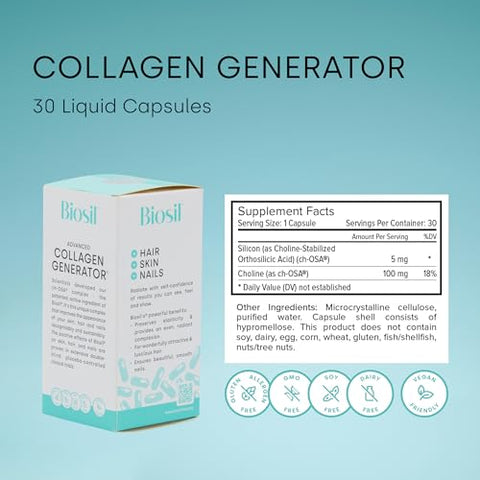Gerador de Colágeno – 30 Cápsulas – com Complexo Patenteado ch-OSA – Gera - Biosil
