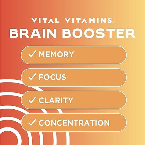 Suplemento Cérebro para Memória e Concentração – Suporte Nootrópico – Memória, Clareza, Concentração, Energia – Vitamina B12, Ginkgo Biloba, DMAE - Vital Vitamins
