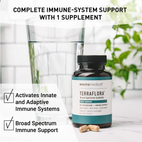 Terraflora Deep Immune – Probiótico Prebiótico SBO de Bacillus Spore Form Synbiotic com LC-Plasma – Impulsionador Imunológico Poderoso (60ct) - Enviromedica