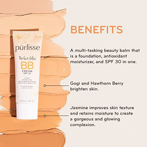 BB Cream Perfect Glow SPF 30: Limpeza e Proteção Solar – 50g - pūrlisse