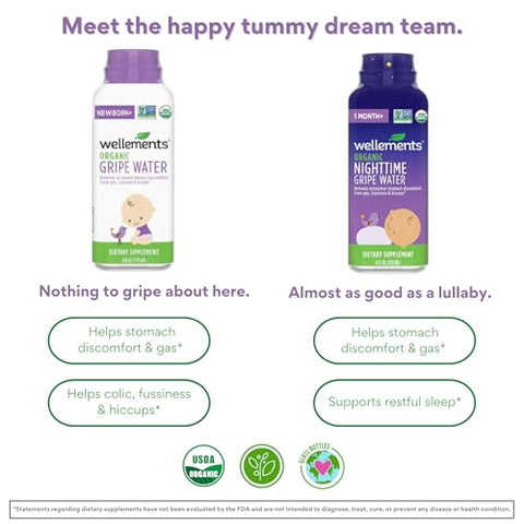 Gripe Water Orgânico para Bebês, Dia – Alívio Natural para Cólicas – 120ml - Wellements