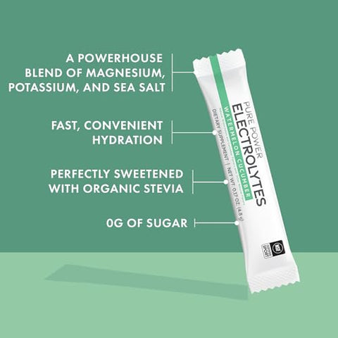 Pure Power Electrolytes – Sabor Melancia Pepino, 145,6g, 30 Porções, 5 Calorias e 0g Açúcar por Porção - Dr. Mercola