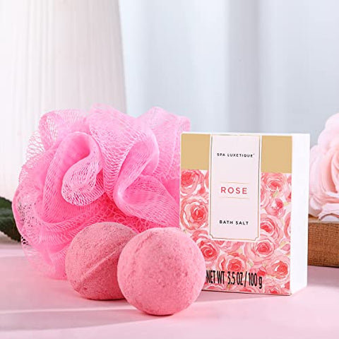 spa luxetique - Conjunto de Presente para Mulheres, Spa Luxetique Banho para Mulheres, 8 Pçs Cesta de Spa de Rosa Inclui Banho de Espuma, Gel de Banho, Loção Corporal, Presentes de Aniversário de Spa, Presentes do Dia das Mães para Mamãe
