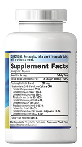 Puritan's Pride - Puritan’s Pride Probiótico 10 com Vitamina D para Apoiar a Função Imunológica – Cápsula 120 Unidades